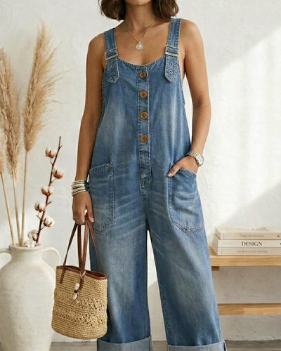 Pilar | Peto Vintage Azul Tirantes Ajustables