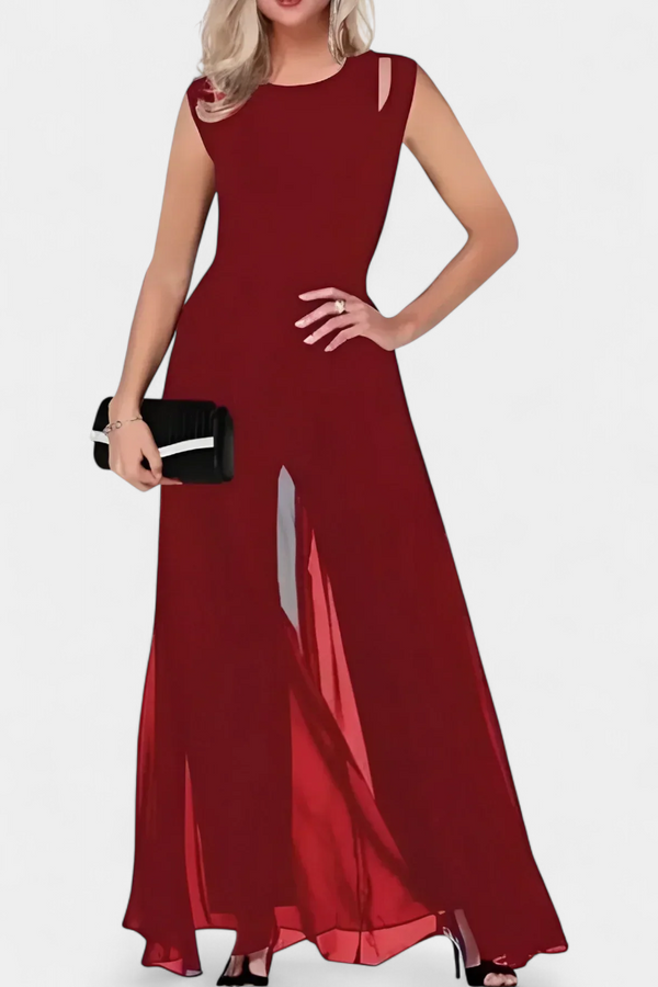 Nadia Mono Elegante sin Mangas con Transparencia Frontal