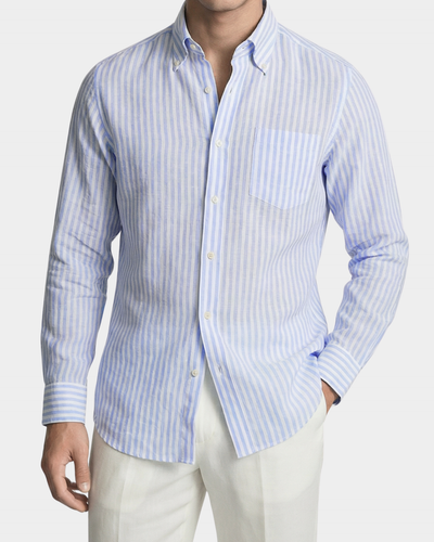 Camisa costera a rayas Portofino - azul claro